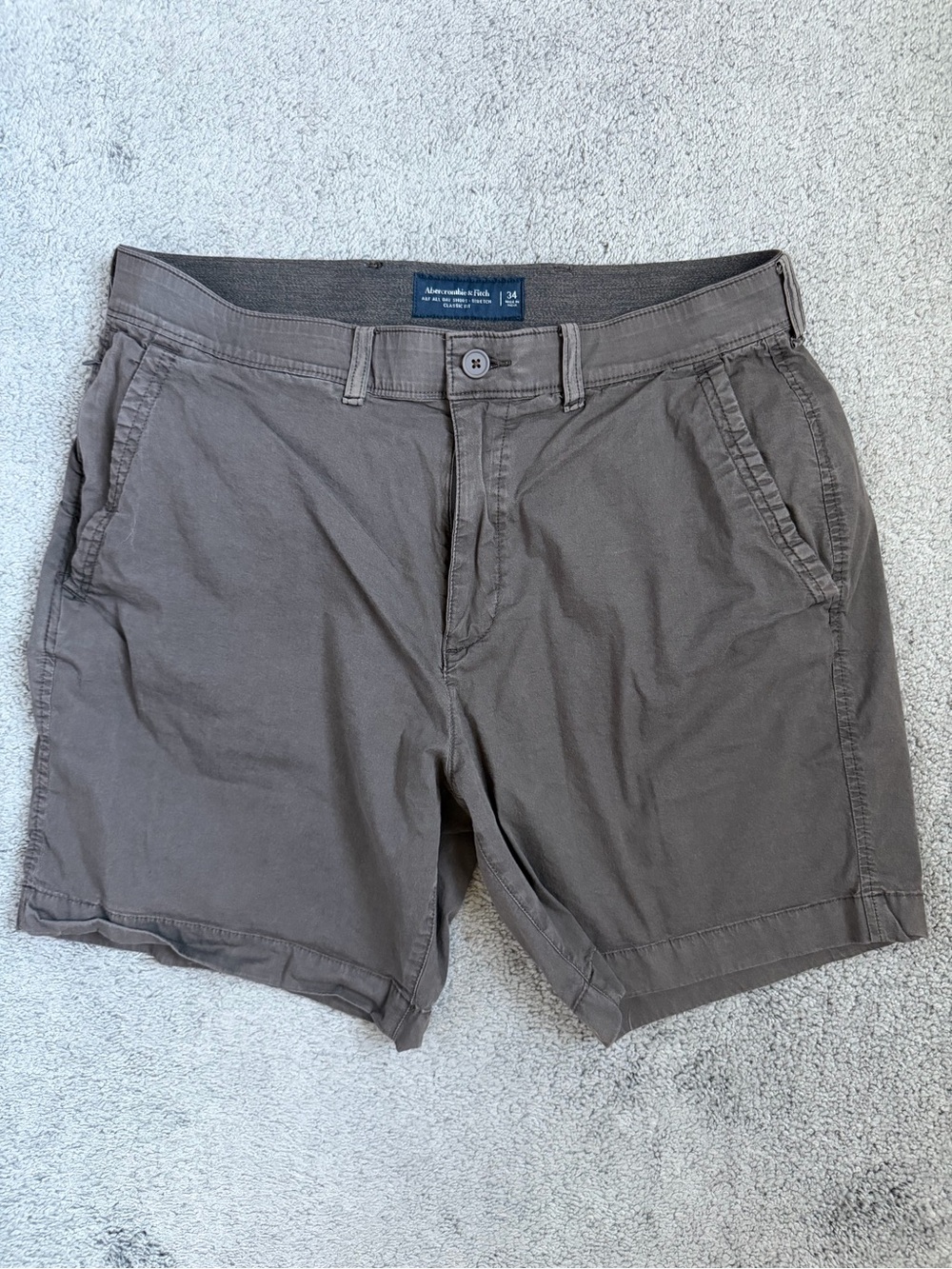 Abercrombie & Fitch Men's Taupe Flat Front Shorts